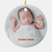 Baby Reindeer First Christmas Keepsake Photo セラミックオーナメント (裏面)