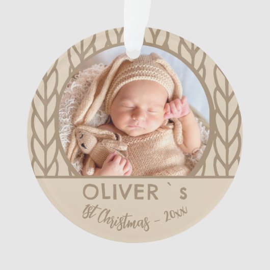 Baby`s 1st Christmas Knitting Photo  オーナメント (正面)
