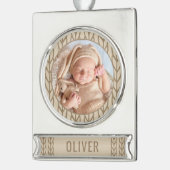 Baby`s 1st Christmas Knitting Photo シルバープレートバナーオーナメント (左)