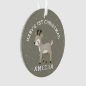 Baby’s 1st Christmas Reindeer Keepsake Photo オーナメント (正面)