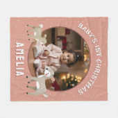 Baby’s 1st Christmas Reindeer Keepsake Photo フリースブランケット (正面(横))