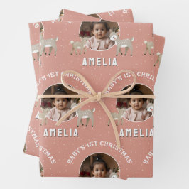 Baby’s 1st Christmas Reindeer Keepsake Photo ラッピングペーパーシート