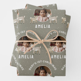 Baby’s 1st Christmas Reindeer Keepsake Photo ラッピングペーパーシート