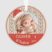Baby`s 1st Christmas Santa Hat Knitting Photo オーナメント (裏面)