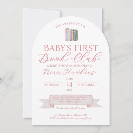 Baby’s First Book Club Baby Shower Invitation 招待状 (正面)