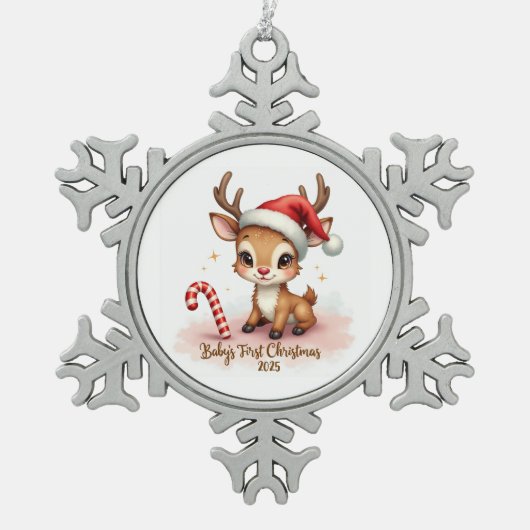 Baby’s First Christmas 2025 – Snowflake Ornament スノーフレークピューターオーナメント (正面)