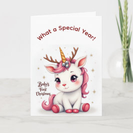 Baby’s First Christmas 2025 Unicorn Reindeer card カード
