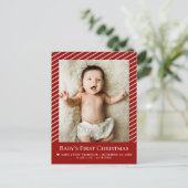 Baby’s First Christmas Custom Photo Birth Stat ポストカード (スタンド正面)