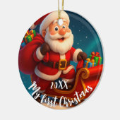 Baby’s First Christmas - Cute Holiday Santa セラミックオーナメント (左)