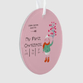 Baby’s First Christmas - Cute Lamb art on pink オーナメント (正面)
