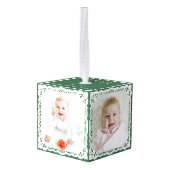 Baby’s First Christmas Forest Green Custom 4 Photo キューブオーナメント (裏面アングル)