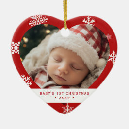 Baby’s First Christmas Heart Shaped Photo Ornament セラミックオーナメント