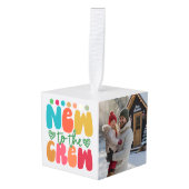 Baby’s First Christmas Keepsake Retro Photo キューブオーナメント (正面アングル)