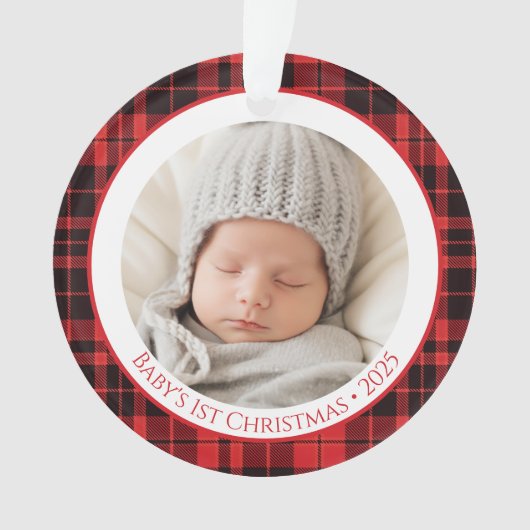 Baby’s First Christmas Ornament 2025 with Photo オーナメント (正面)