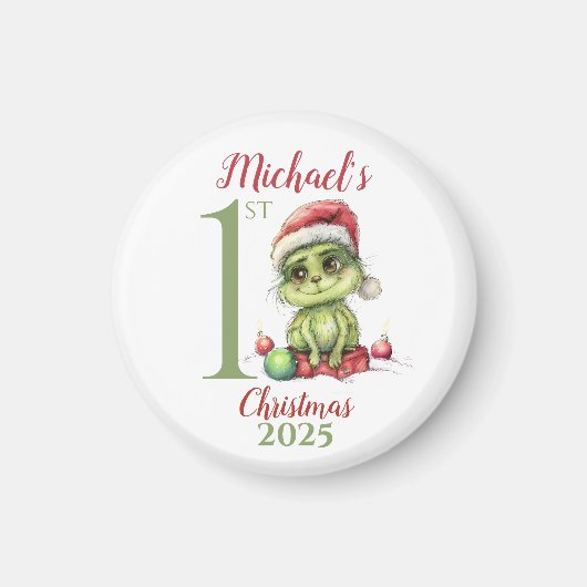 Baby’s First Christmas Ornament with Cute Grinch マグネット (正面)