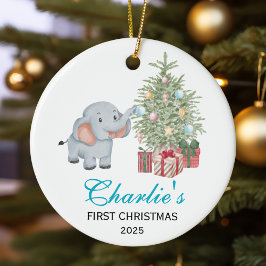 Baby’s First Christmas Personalized Elephant セラミックオーナメント