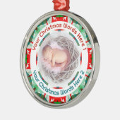 Baby’s First Christmas Red Green Family Photo Gift メタルオーナメント (左)