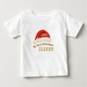 Baby`s First Christmas Red Santa Hat ベビーTシャツ (正面)