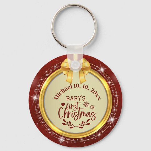 Baby’s First Christmas, Red Snowflake, 2-Sided キーホルダー (裏面)