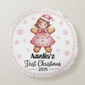 “Baby’s First Christmas Round Pillow-Editable ラウンドクッション (裏面)