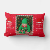 Baby`s First Christmas Santa Hat Snowflake Photo ランバークッション (正面)