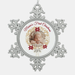Baby’s First Christmas Snowflake Photo Ornament スノーフレークピューターオーナメント