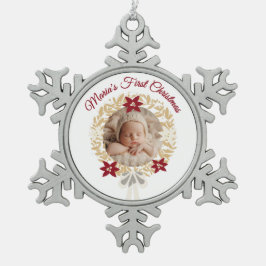 Baby’s First Christmas Snowflake Photo Ornament スノーフレークピューターオーナメント