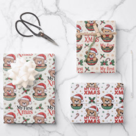 Baby’s First Christmas Teddy  ラッピングペーパーシート