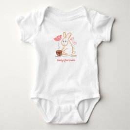 Baby´s first Easter Bunny Garden Hand Drawn Design ベビーボディスーツ