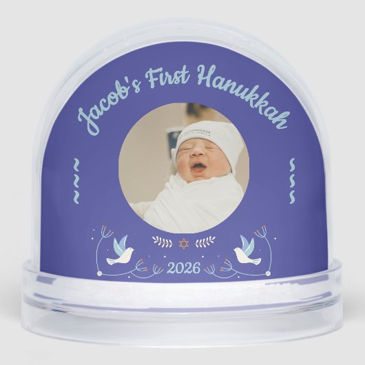 Baby’s First Hanukkah Custom Photo Snow Globe (正面)