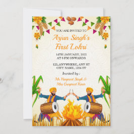 Baby’s First Lohri Invitation, Punjabi Lohri Card 招待状