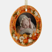 Baby’s First Thanksgiving Fall Floral Photo セラミックオーナメント (右)