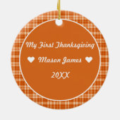Baby’s First Thanksgiving Fall Floral Photo セラミックオーナメント (裏面)