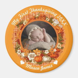 Baby’s First Thanksgiving Fall Floral Photo マグネット