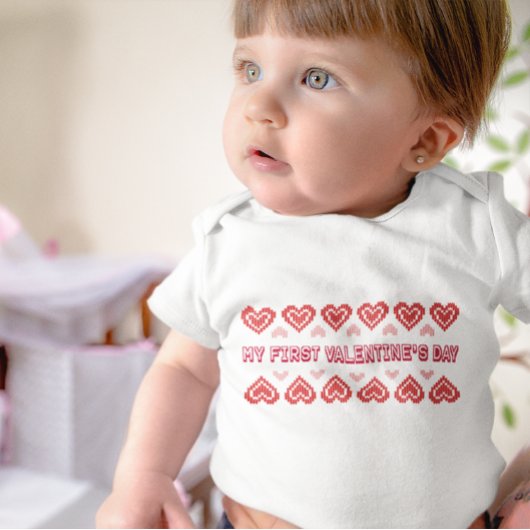 Baby’s First Valentine's Day – Heart Design ベビーボディスーツ