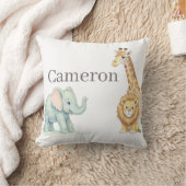 Baby Safari Animals with Custom Name クッション (ブランケット)