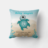Baby Sea Turtle Birth Stats Throw Pillow クッション (裏面)
