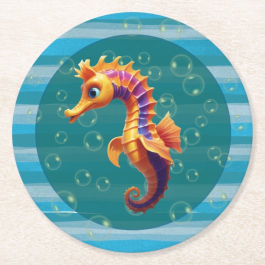 Baby Seahorse Paper Coasters ラウンドペーパーコースター (正面)