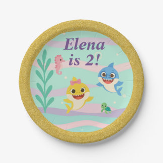 Baby Shark Birthday Party Plates ペーパープレート
