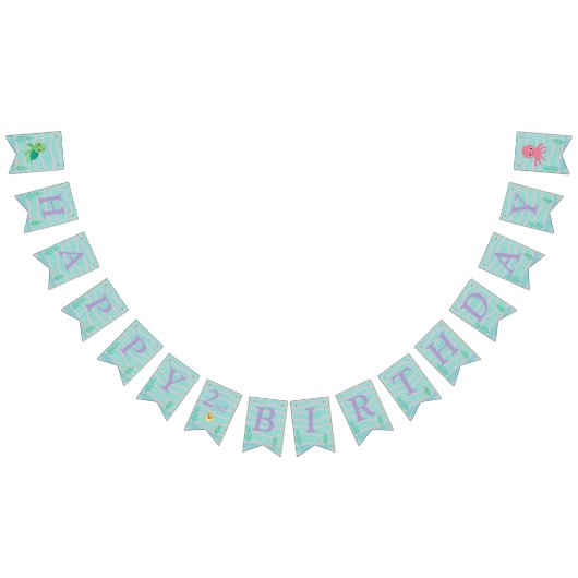 Baby Shark Themed - Happy Birthday Banner バンティングフラッグ (全)