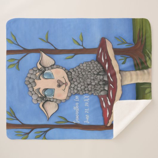 Baby Sheep on Toadstool シェルパブランケット (正面(横))