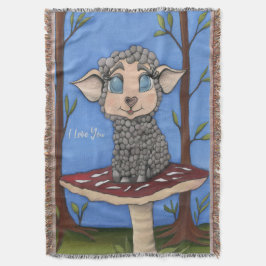 Baby Sheep on Toadstool スローブランケット