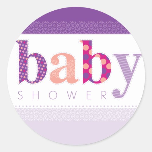 BABY SHOWERステッカー：:ベビーパターン（の模様が）あるレター2 ラウンドシール (正面)