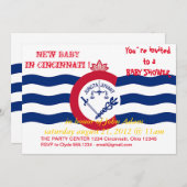 Baby Shower招待状（シンシナチ州旗あり） 招待状 (正面/裏面)