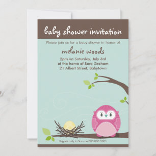 BABY SHOWER招待状::フクロウ+巣1P 招待状