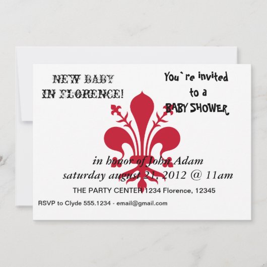 Baby Shower招待状(フローレンス国旗あり) 招待状 (正面)