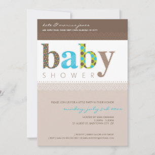 BABY SHOWER招待状::ベビーパターン(の模様が)ある文字1P 招待状