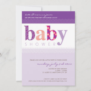 BABY SHOWER招待状::ベビーパターン(の模様が)ある文字2P 招待状