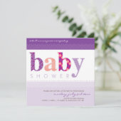 BABY SHOWER招待状::ベビーパターン（の模様が）ある文字2SQ 招待状 (スタンド正面)