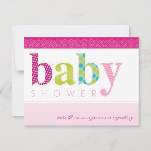 BABY SHOWER招待状::ベビーパターン(の模様が)ある文字3L 招待状